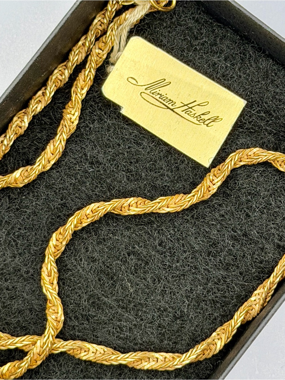 VTG Miriam Haskell Gold Twisted Rope Chain Necklace WITH ORIGINAL TAGS!